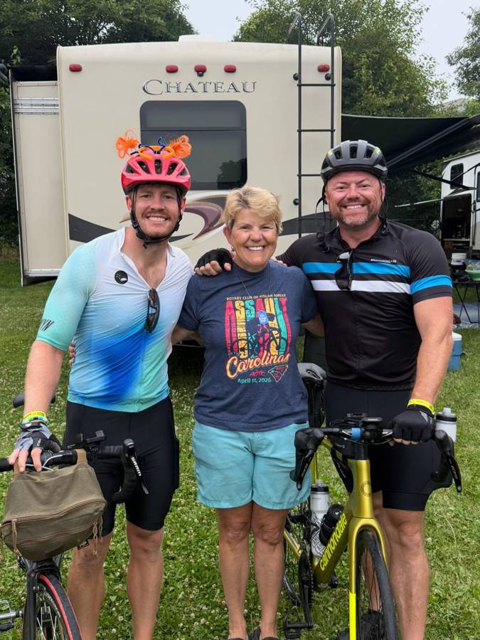 Brian Rand cycling with family